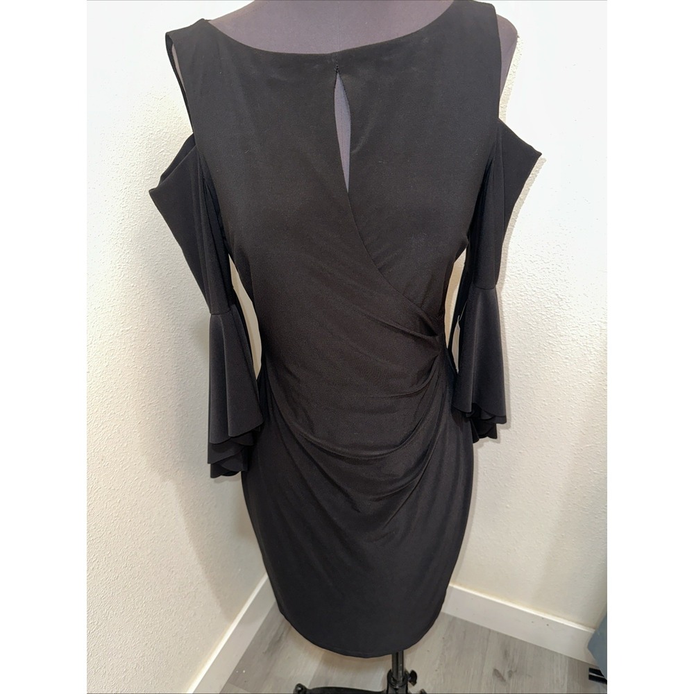 Ralph Lauren Women's Cold-Shoulder Keyhole Dress Black Size 4